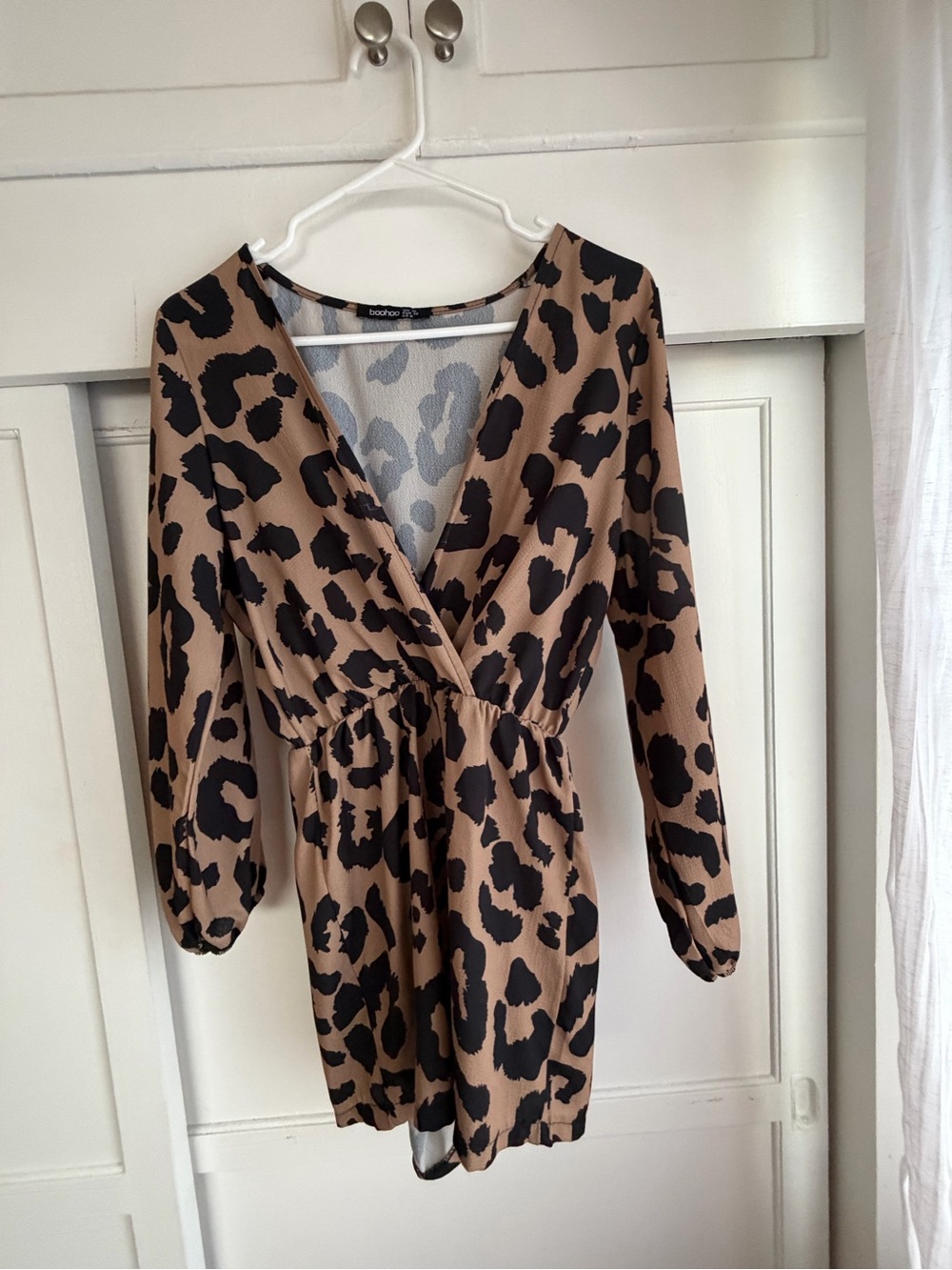 boohoo Tan Leopard Print Romper